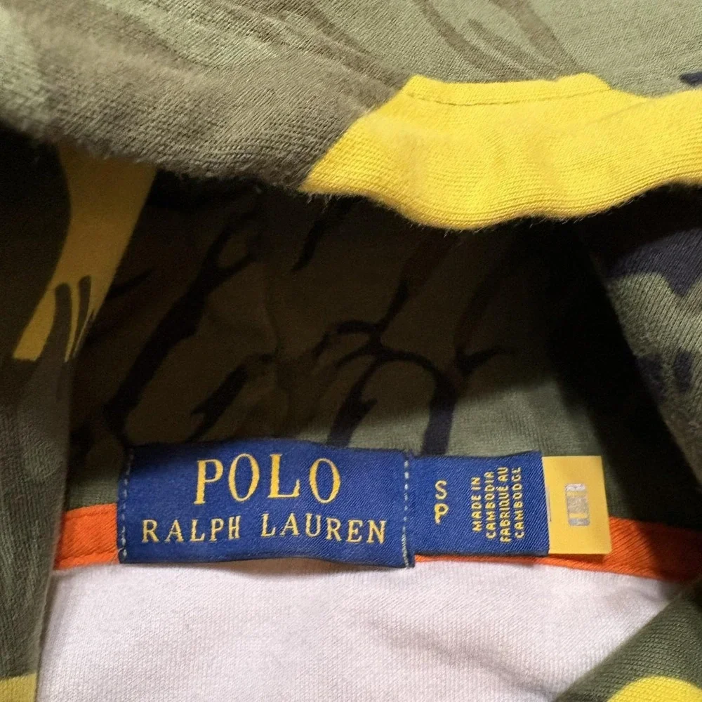 Polo Ralph Lauren Hoodie Sweatshirt Mens Small Green Camo Polo Logo Double Knit